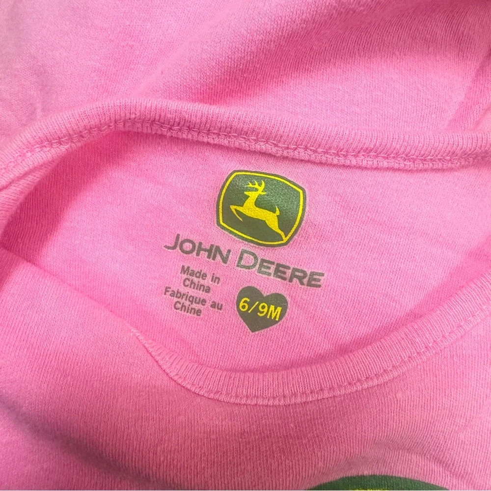 John Deere Pink Short Sleeve Cotton Bodysuit Baby Girl Size 6-9M